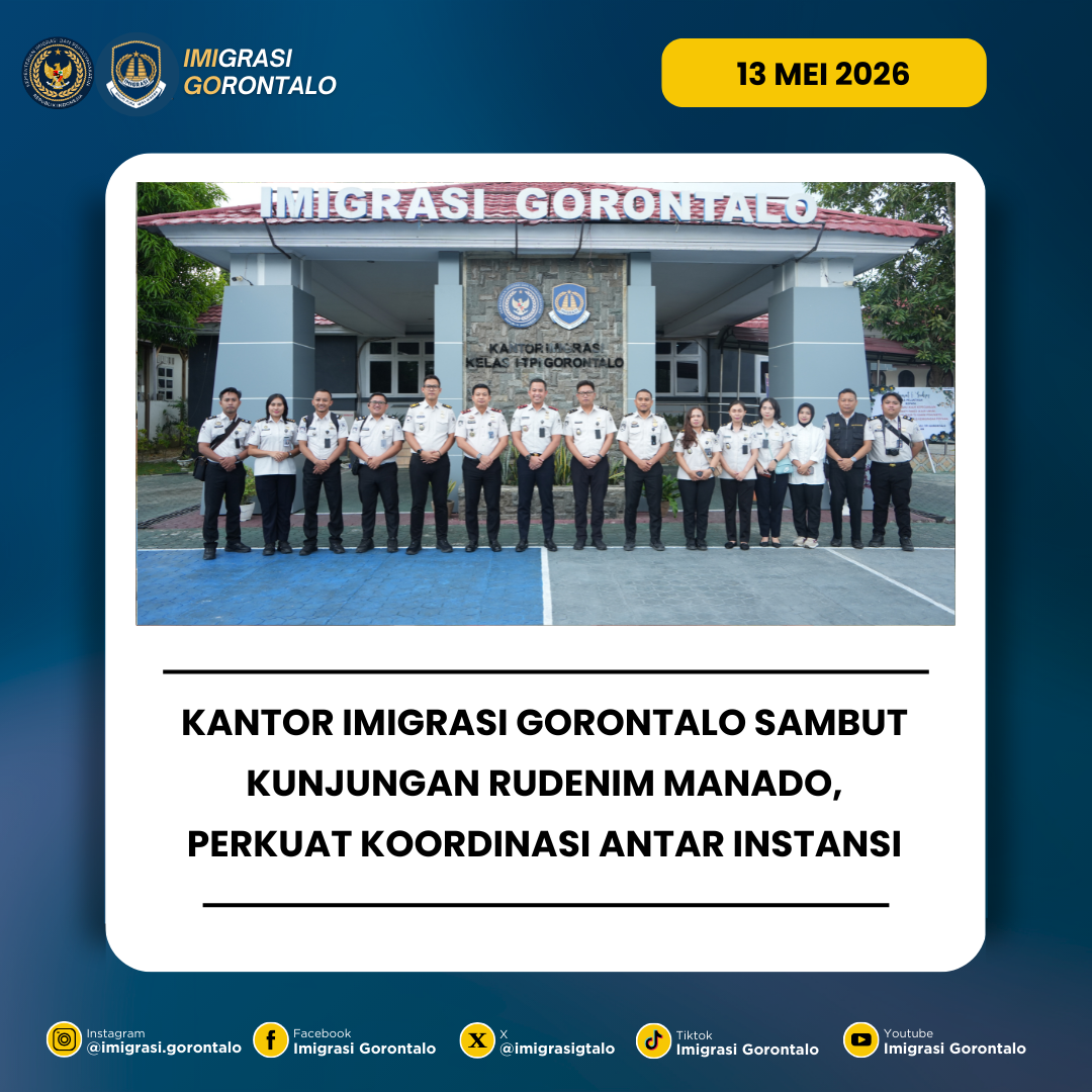 KANTOR IMIGRASI GORONTALO SAMBUT KUNJUNGAN RUDENIM MANADO, PERKUAT KOORDINASI ANTAR INSTANSI